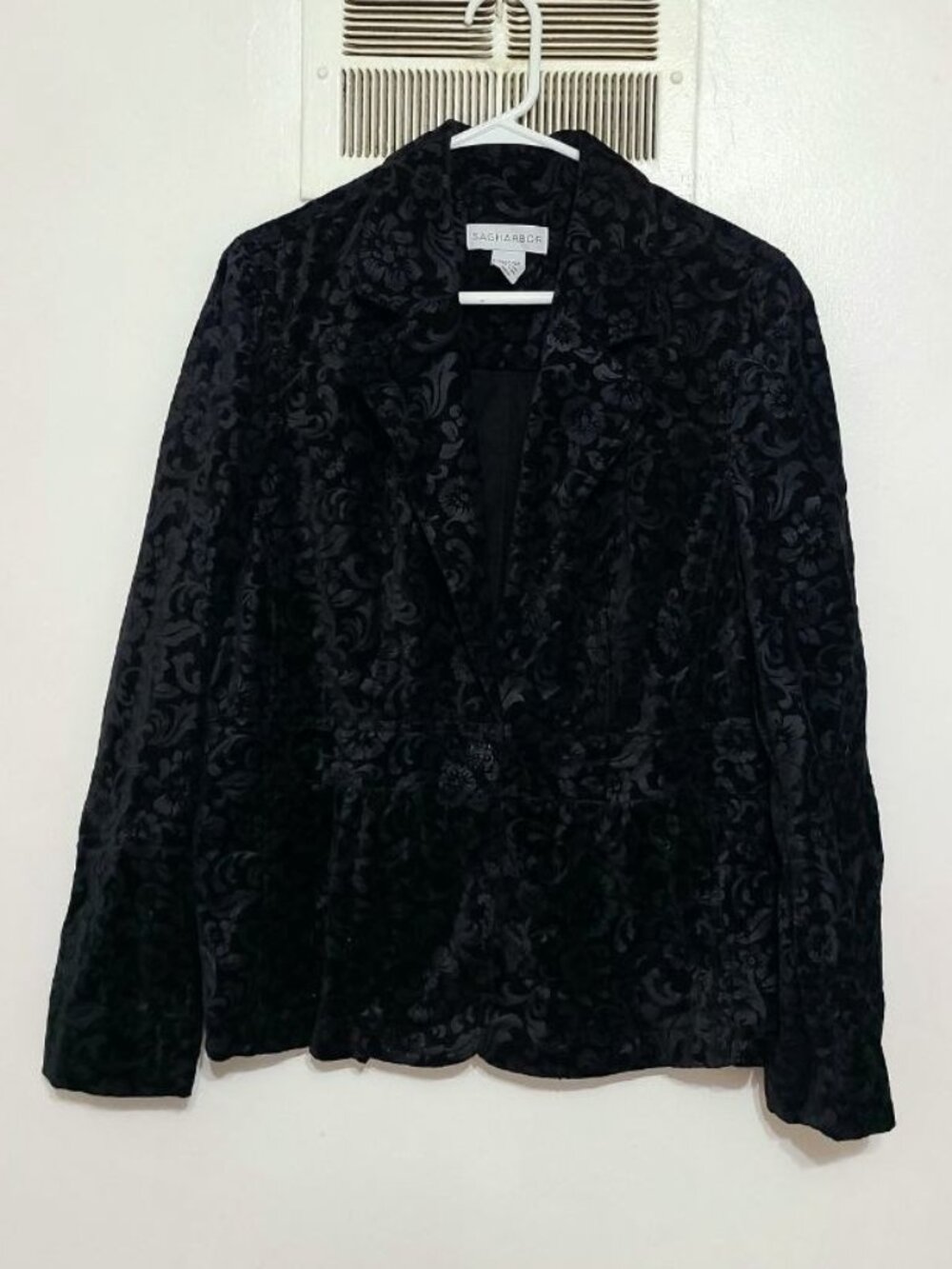 Velvet Floral‑Textured Jacket